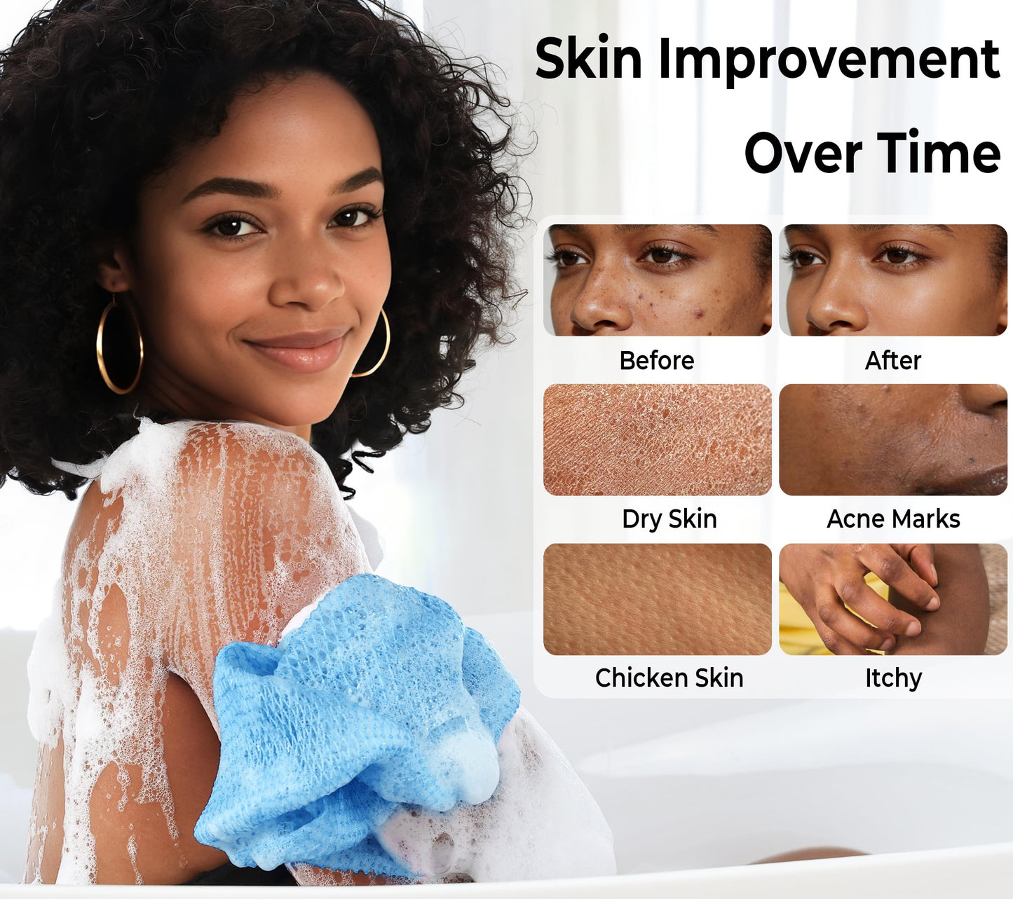 African Net Sponge Authentic - Exfoliating Back Scrub Bath Sponge with Knots - Afro Scrub Body Scrubber Exfoliator Washcloth - African Body Care Daily Beauty and Personal Care RelaxScene