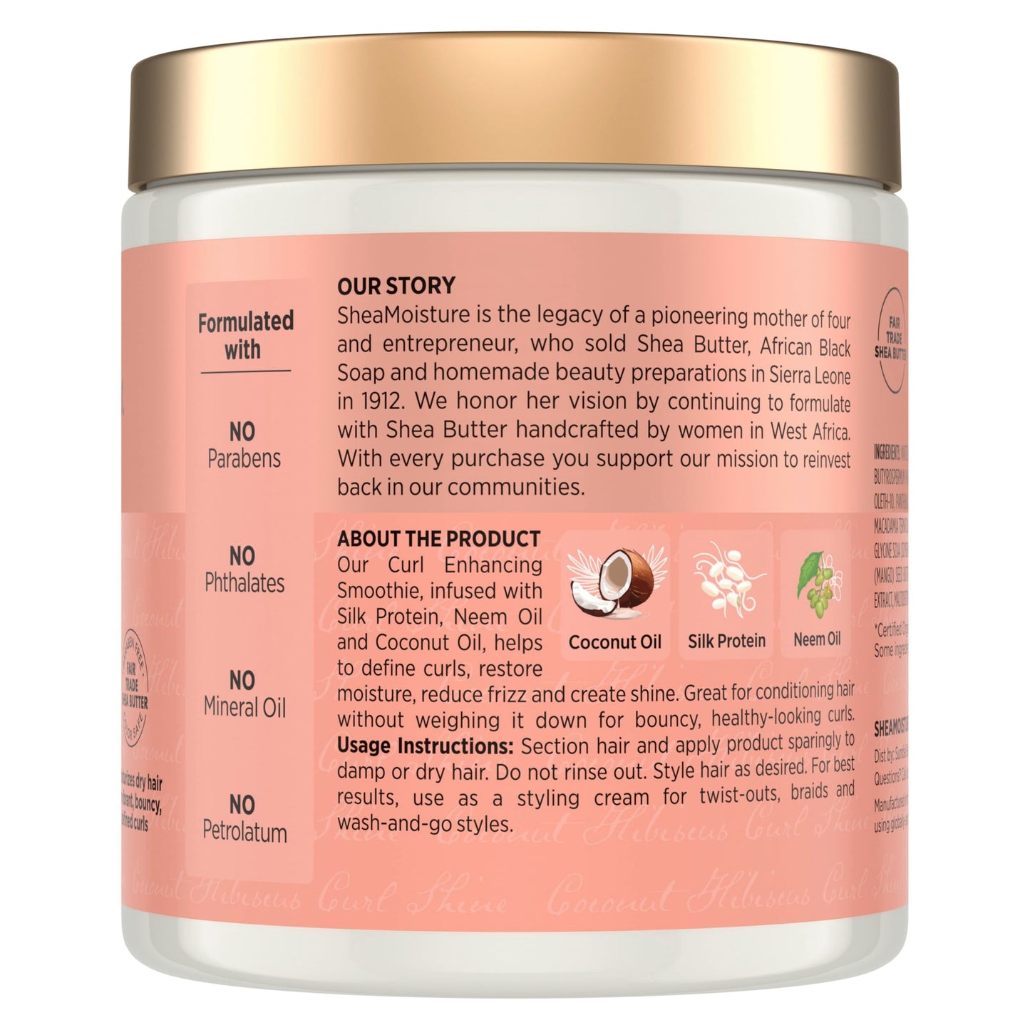 SheaMoisture Curl Enhancing Smoothie Hair Cream Coconut and Hibiscus for Thick, Curly Hair Sulfate Free and Paraben Free Curl Cream 20 oz Beauty & Personal Care SheaMoisture