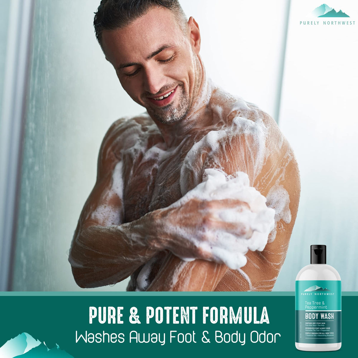 Purely Northwest Tea Tree Body Wash for Men and Women - Natural Tea Tree Oil Body Cleanser for Odor, Skin Irritations, Hydrating Shower Gel Beauty & Personal Care Purely Northwest