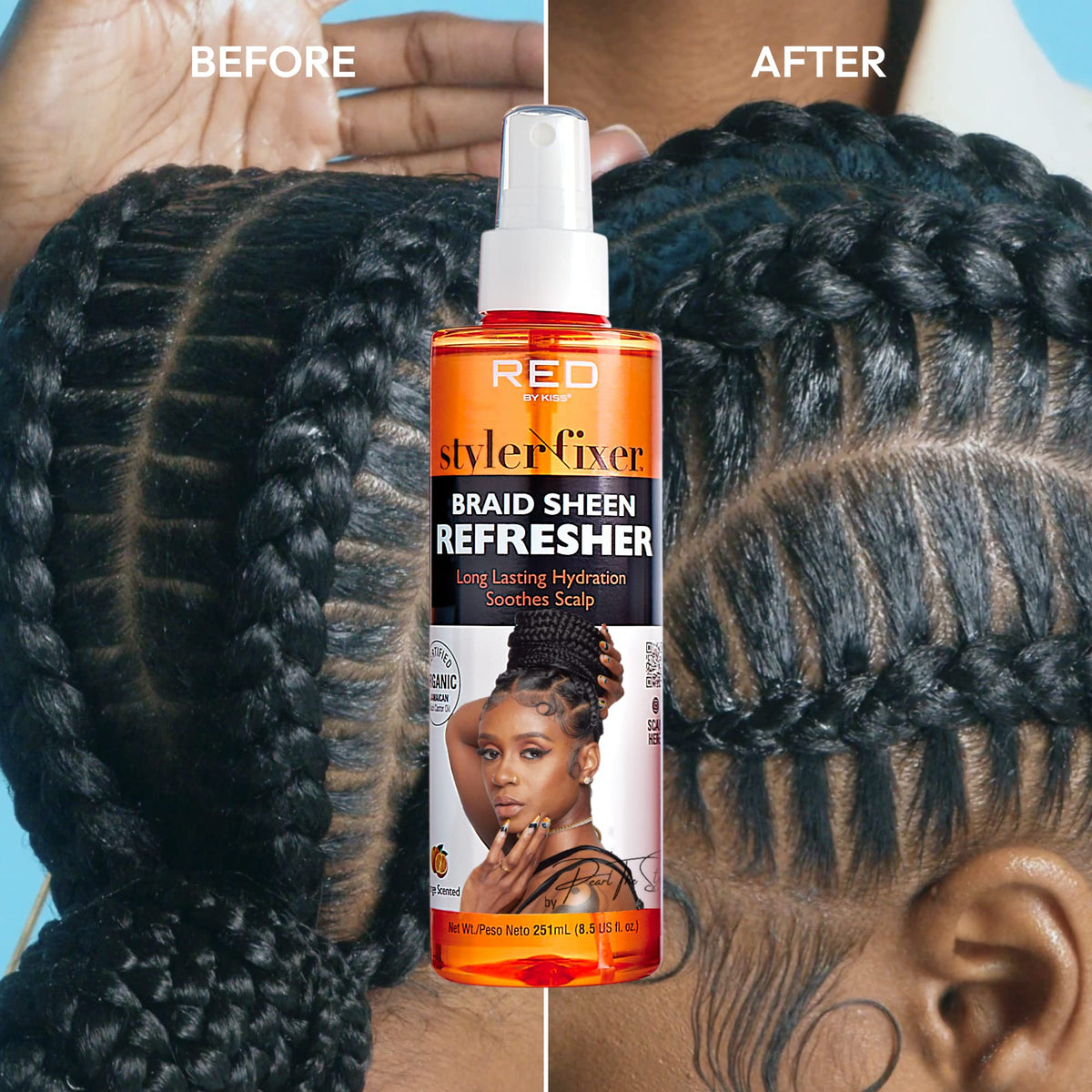 Red by Kiss Braid Sheen Refresher Spray, Long Lasting Hydration, Refresh Curls & Braid,Highest Shine, Soothes Scalp, Nourishes Dry Crips Hair Beauty & Personal Care Red by Kiss