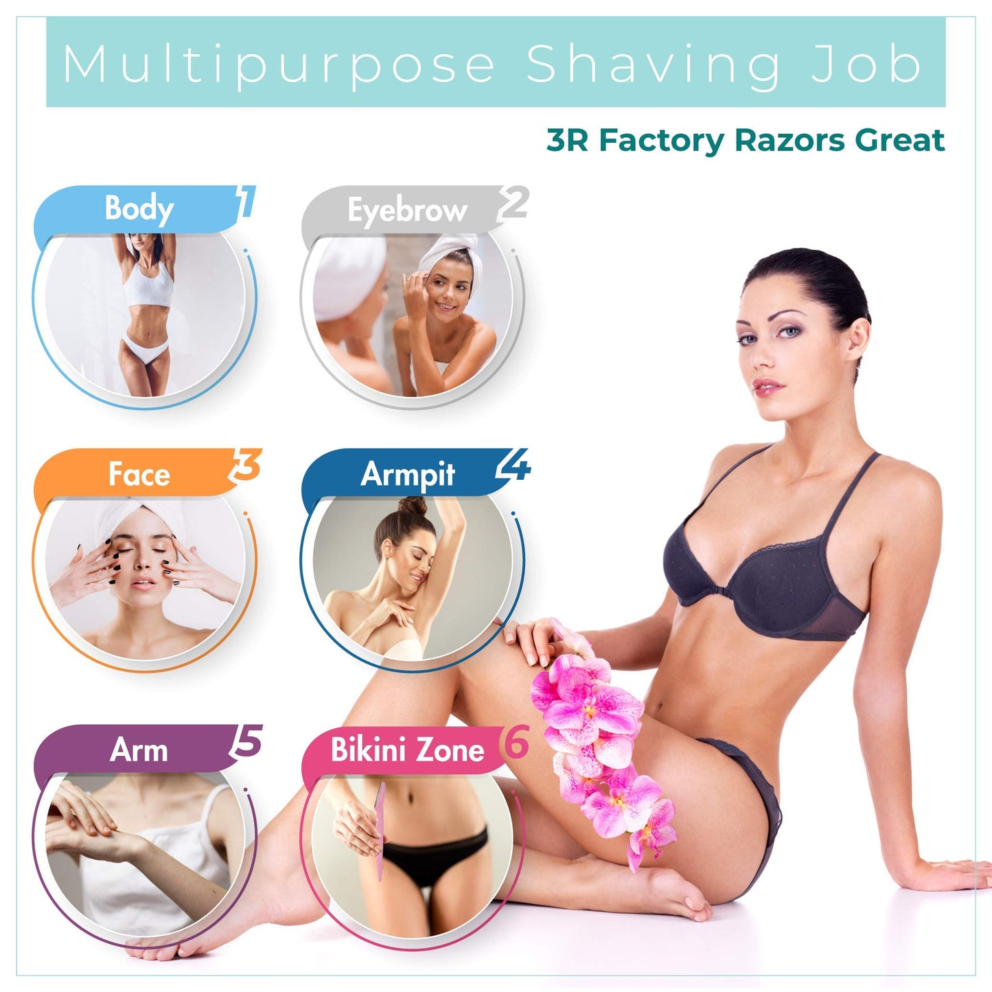 Facial Hair Removal for Women - 3R Factory Ladies Face Razor for Peach Fuzz, Lady Shavers for Womens, Eyebrow, Facial & Neck. Come with Safety Cover Beauty & Personal Care 3R Factory