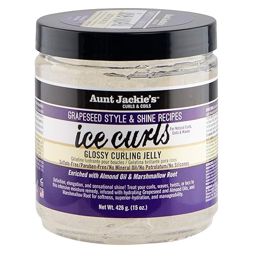 Aunt Jackie's Grapeseed Style and Shine Recipes Ice Curls Glossy Curling Jelly, Hydrates, Softens, Makes Waves, Curls and Coils Easier to Style, 15oz Beauty & Personal Care Aunt Jackie's