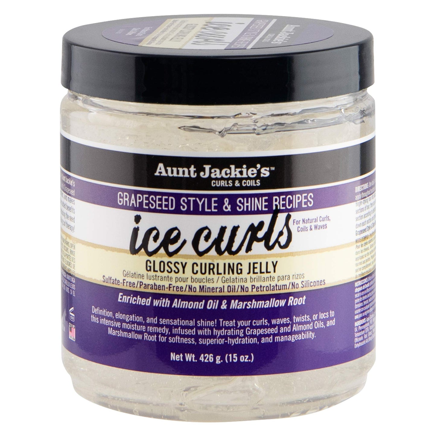 Aunt Jackie's Grapeseed Style and Shine Recipes Ice Curls Glossy Curling Jelly, Hydrates, Softens, Makes Waves, Curls and Coils Easier to Style, 15oz Beauty & Personal Care Aunt Jackie's