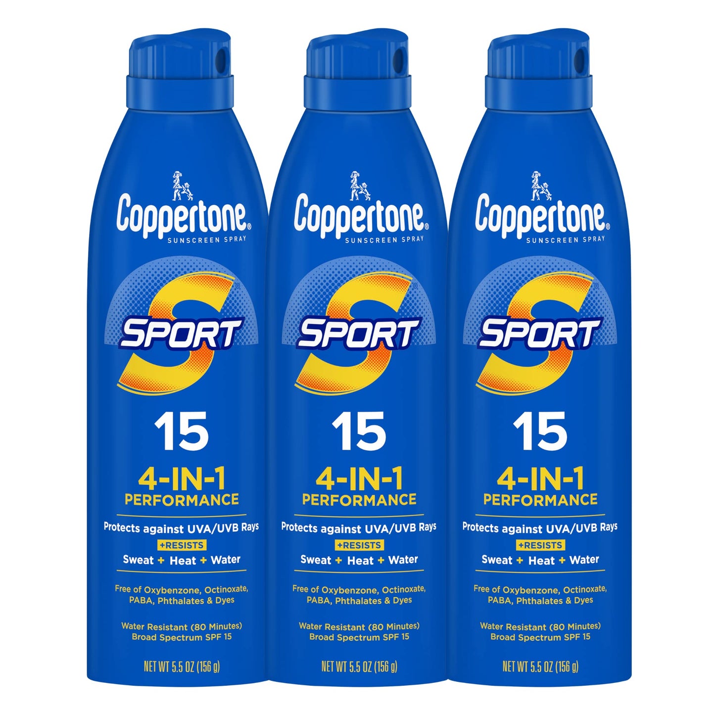 Coppertone Sport Sunscreen Spray, Broad Spectrum SPF 15 Water Resistant Spray Sunscreen, 5.5 Oz, Pack of 3 Beauty & Personal Care Coppertone