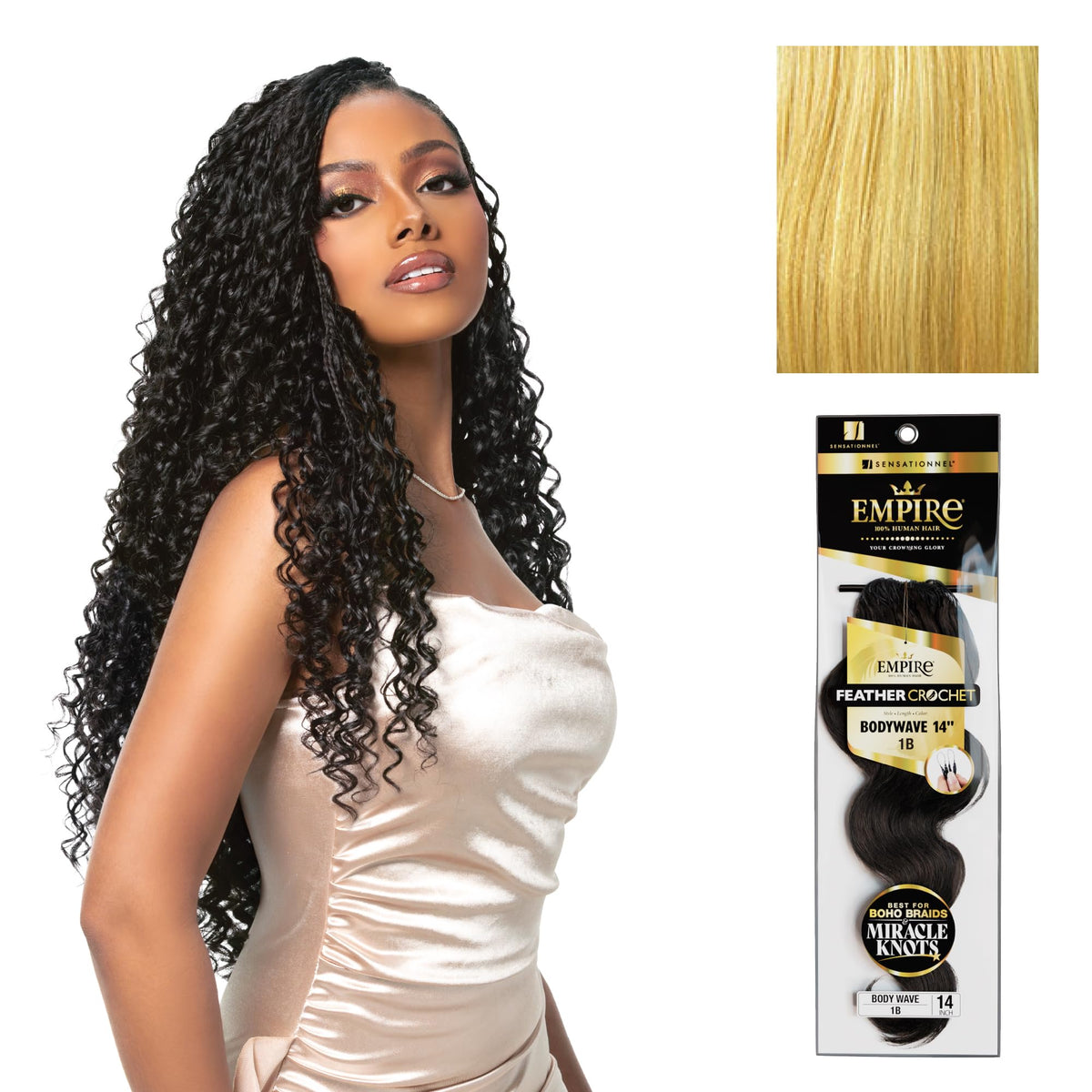 Sensationnel Empire Feather Crochet Braids-Body Wave,14in, S27/613