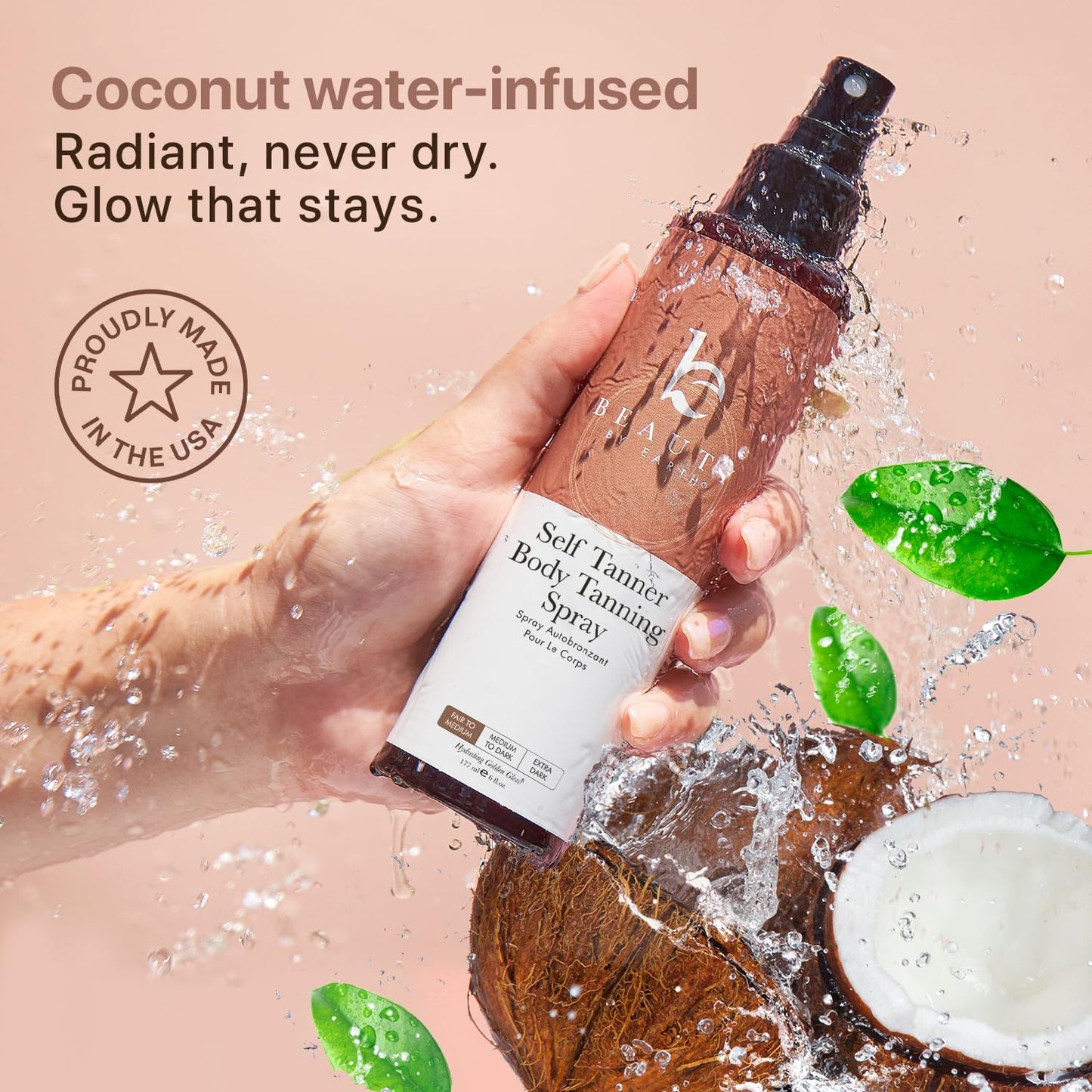 Self Tanner Spray - USA Made with Natural & Organic Ingredients, Fast Drying Spray Tan for Pale Skin, Non Toxic Gradual Tanning Spray, Sunless Tanning Beauty & Personal Care Beauty by Earth