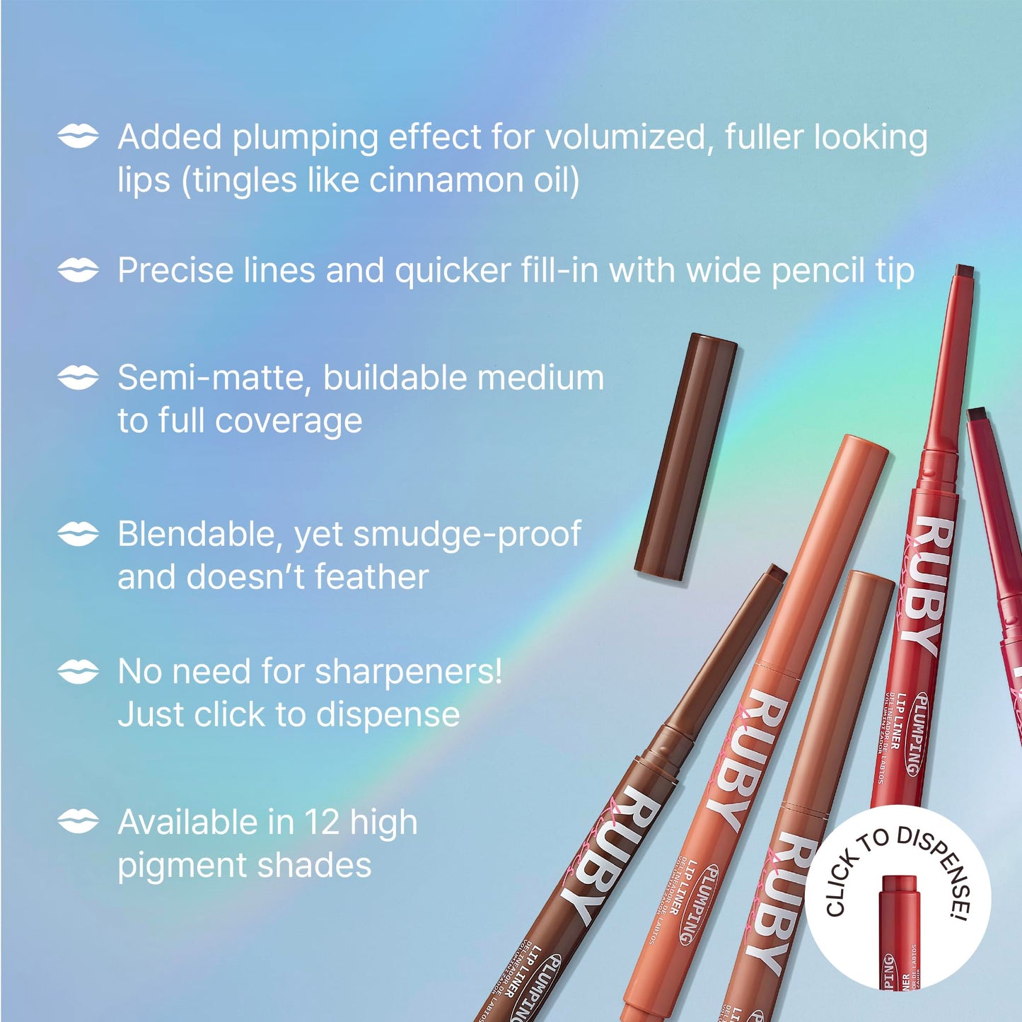 Ruby Kisses Plumping Effect Lip Liner, Semi Matte, Smudge Proof, High Pigment, Medium to Full Coverage Makeup, Precise Tip, Bold Color Lip Plumper Beauty & Personal Care Ruby Kisses
