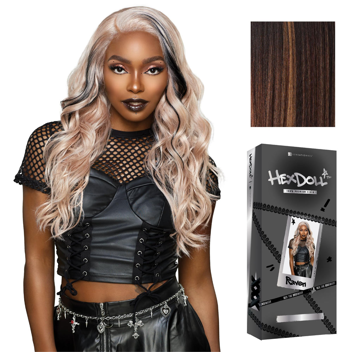 Sensationnel Hexdoll 13x4 LaceWig-Raven, BALAYAGECHOCOLATE