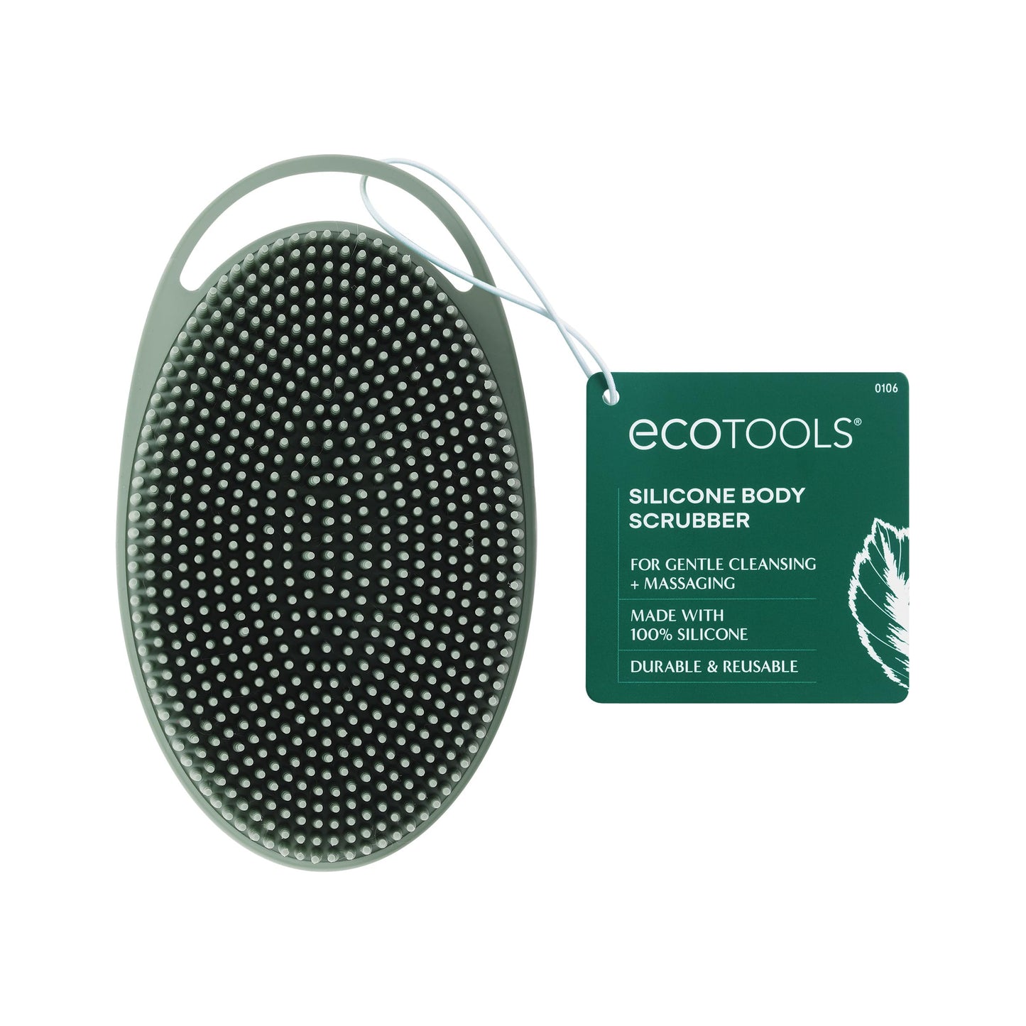 EcoTools Silicone Body Scrubber, for Gentle Cleansing & Exfoliating, 2-in-1 Silicone Scrubber & Body Massager, Hygienic & Durable Bath Accessory, Eco Beauty and Personal Care EcoTools