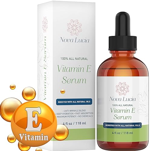 Nova Lucia Organic Vitamin E Oil - Pure Vitamin E for Skin, Face & Hair | Scar & Stretch Mark Treatment, Natural Moisturizer for Soft, Smooth Beauty & Personal Care Nova Lucia