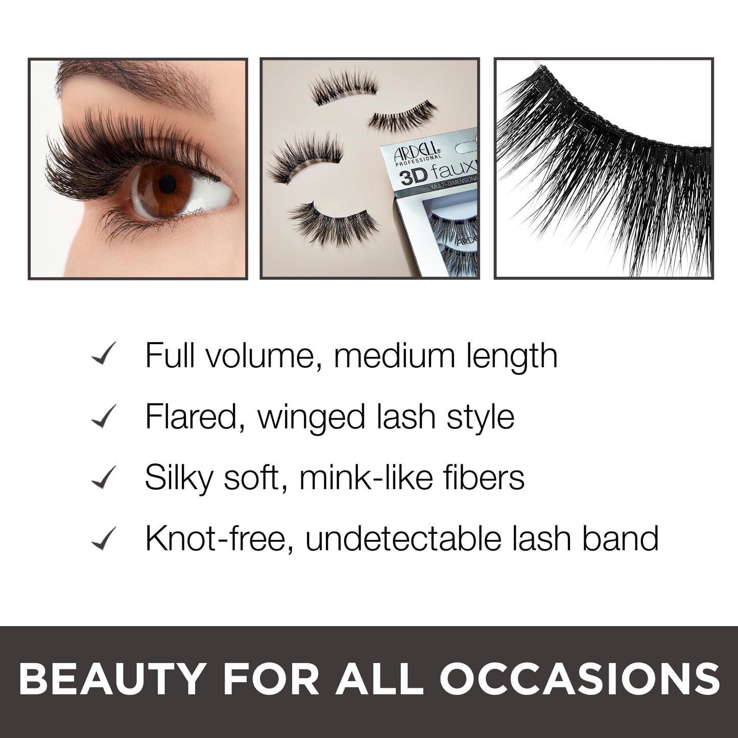 Ardell 3D Faux Mink Lashes False Eyelashes 852 - Fluffy Volume Strip Wispy Lashes for a Natural Glam Look, 4 Pairs Beauty & Personal Care Ardell