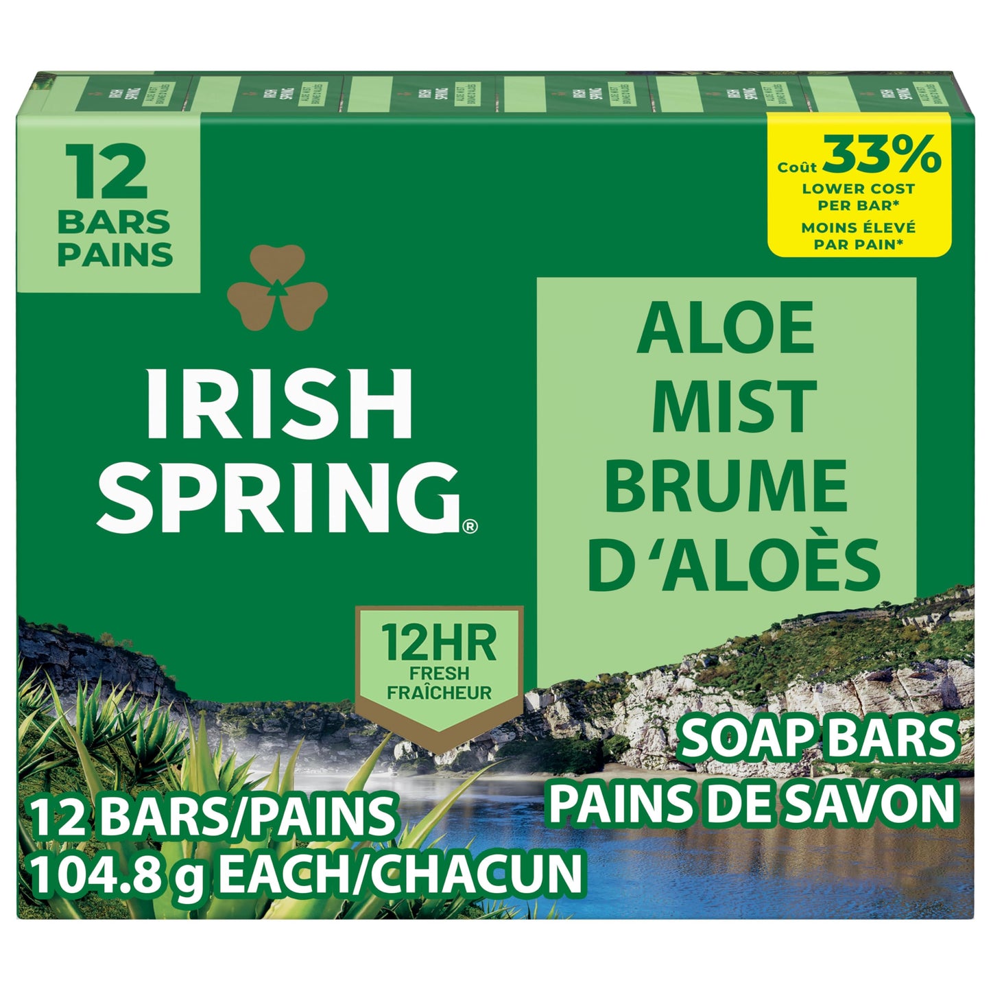 Irish Spring Aloe Vera Moisturizing Bar Soap, 44.4 Oz Beauty & Personal Care Irish Spring
