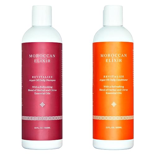 Moroccan Elixir Revitalize Hair Treatments Argan Shampoo & Conditioner Set For Woman | Enriched with Antioxidants, Minerals & Vitamin E | Suitable Beauty & Personal Care Moroccan Elixir