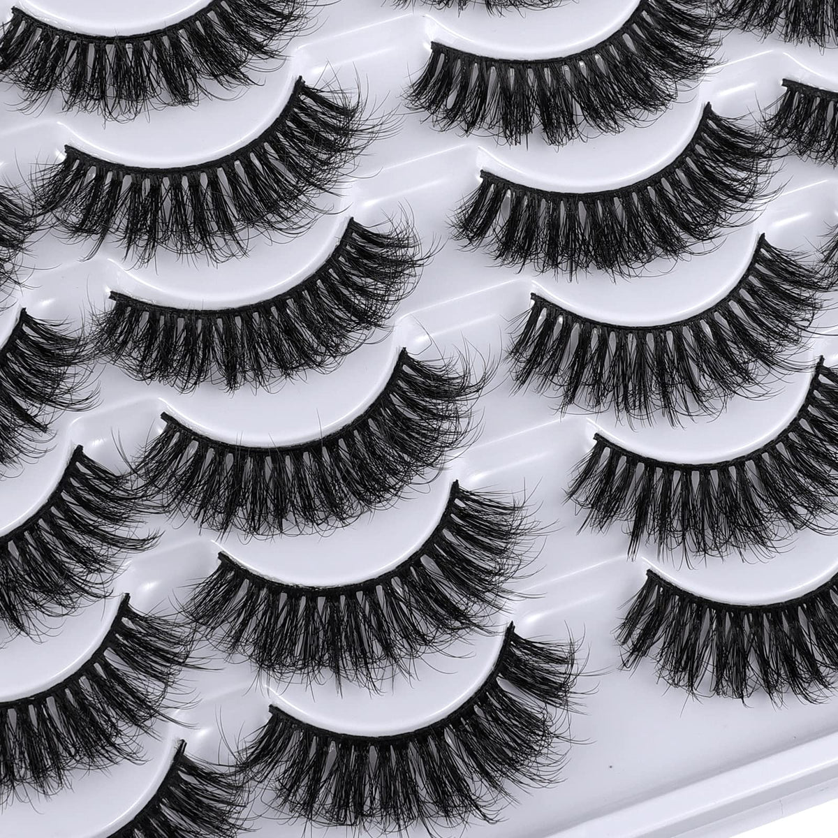 Mebver Lashes Eyelashes 8D Fluffy False Eyelashes Wispy Faux Mink Lashes Light Weight Fake Eyelashes Cat Eye Lashes 14 Pairs Pack Beauty & Personal Care Mebver