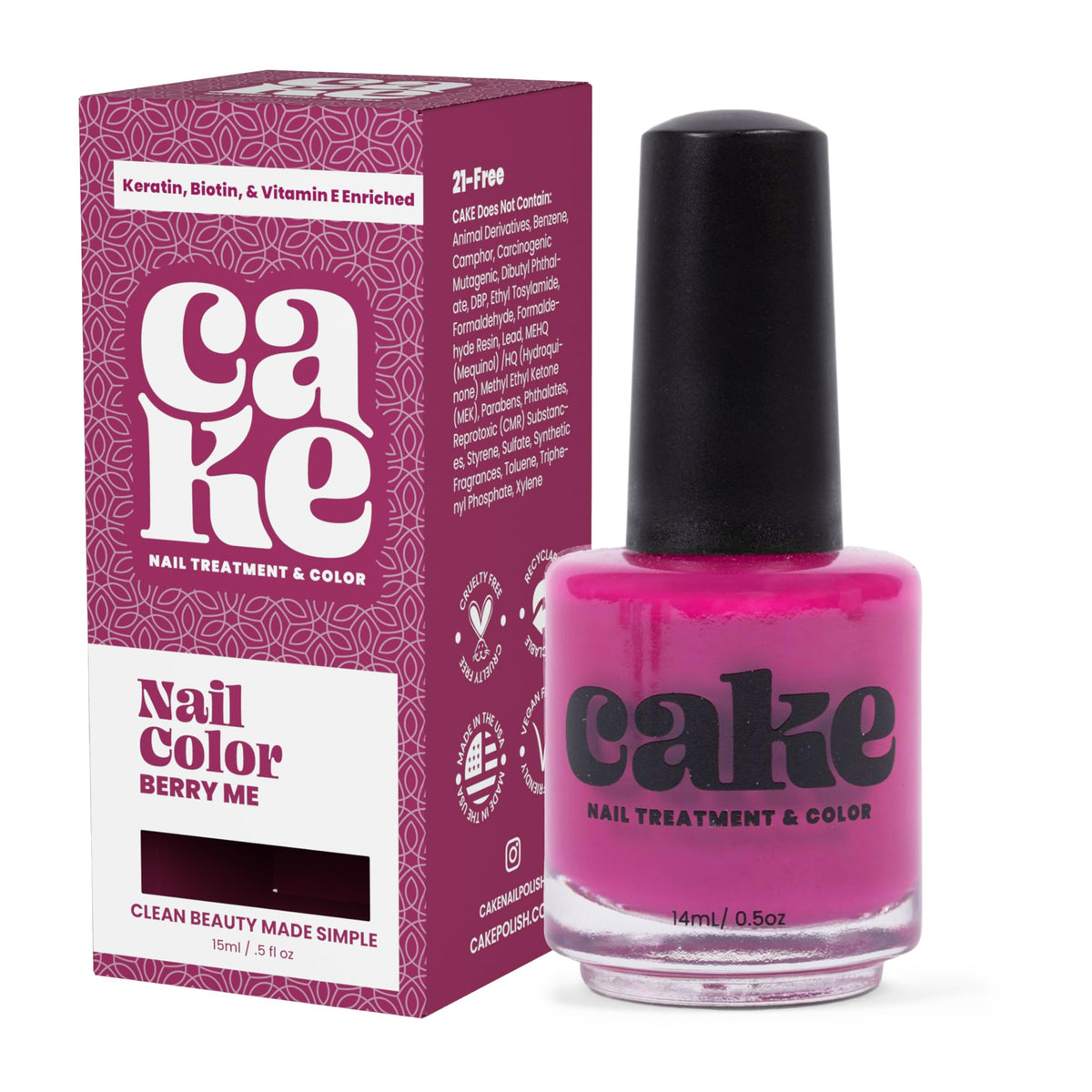CAKE Natural Gel Nail Polish Color, Nail Strengthener and Growth, Nail Repair for Damaged Nails, Fingernail Polish, Natural Nail Polish, Concealer