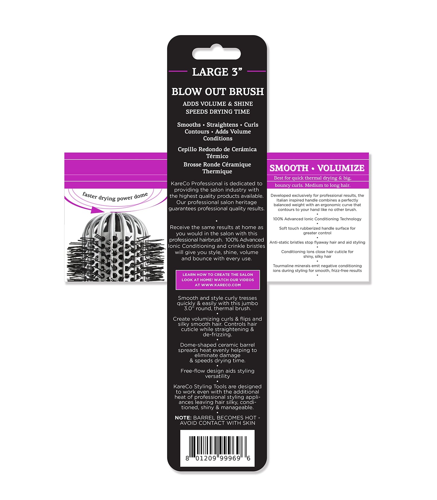 KareCo Large 3.0? Ionic Thermal Round Brush - Ceramic Dome Barrel for Fast Blow?Drying, Frizz?Free Volume, Moisture Restoration - For Medium & Long Beauty & Personal Care KareCo