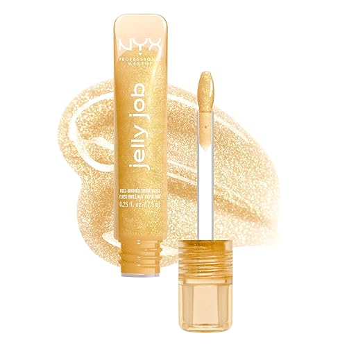 NYX PROFESSIONAL MAKEUP Jelly Job Lip Gloss, Lip Tint Gloss with Full-Bodied, Smoothing, and Hyper-Glossy Shine - Glow Job (Gold Shimmer) Beauty & Personal Care NYX PROFESSIONAL MAKEUP