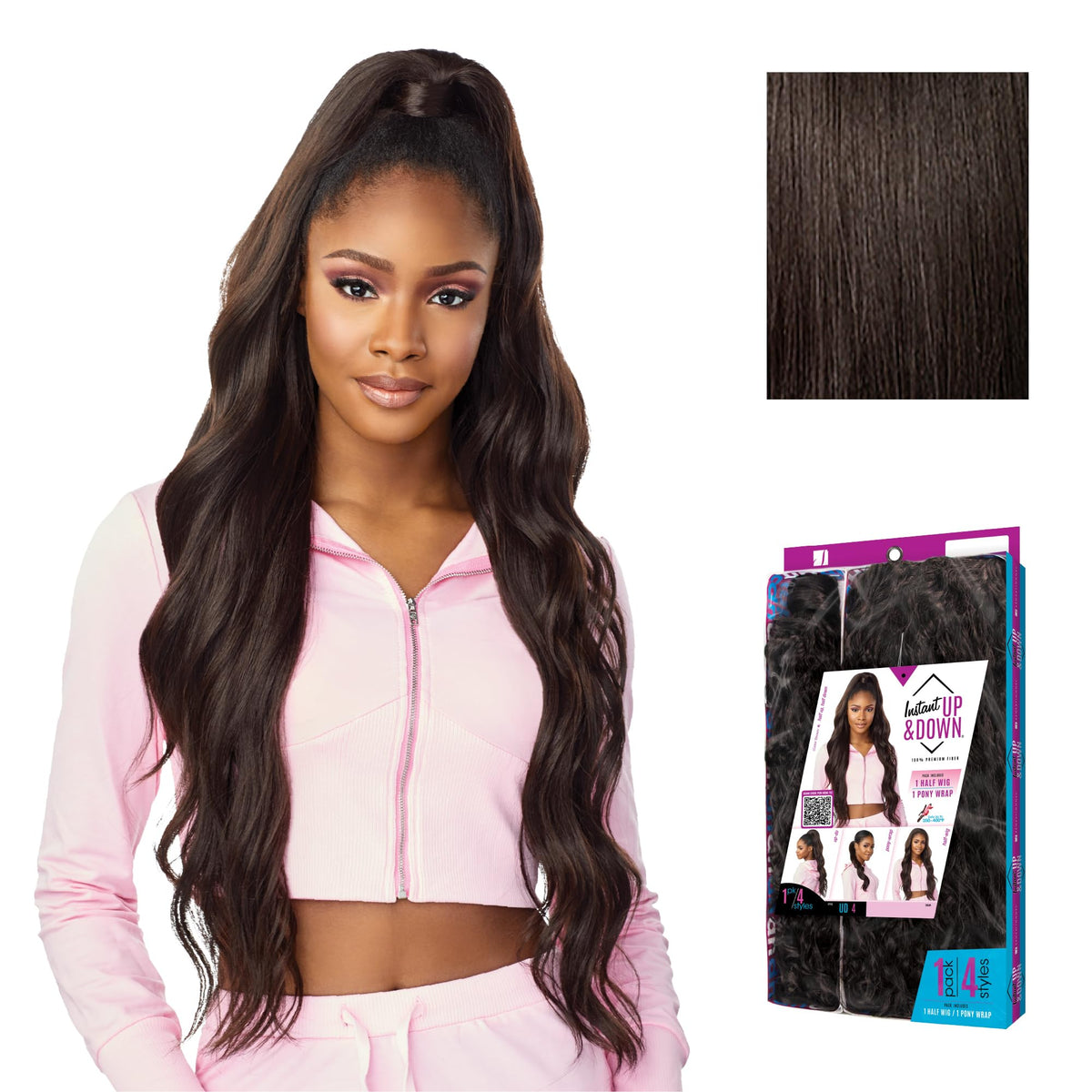 Sensationnel Instant Updown Halfwig Pony-Iud 4, 2 DARKBROWN