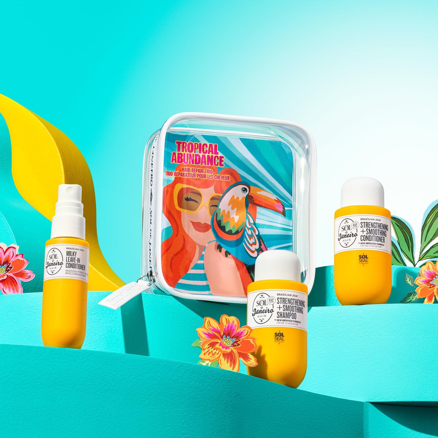 Sol de Janeiro Tropical Abundance Hair Repair Trio Travel Set | Jet Set | Sulfate Free Brazilian Joia Shampoo and Conditioner | Leave In Conditioner Beauty & Personal Care Sol de Janeiro