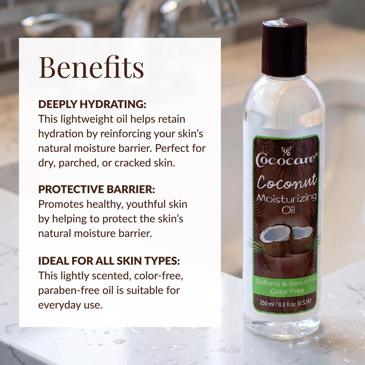 COCOCARE Coconut Moisturizing Oil, Lightweight & Scented, 8.5 fl oz, 1 Pack