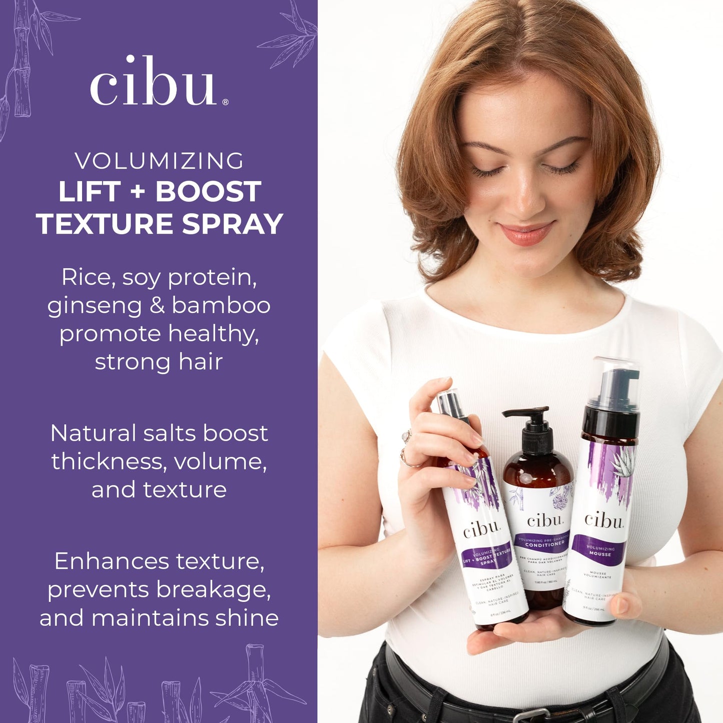 CIBU Volume Lift Texture Spray | Nutrient-Rich Volumizing Spray with Rice Soy Protein, Ginseng, Bamboo Extract & Natural Salts | 8oz Beauty & Personal Care CIBU
