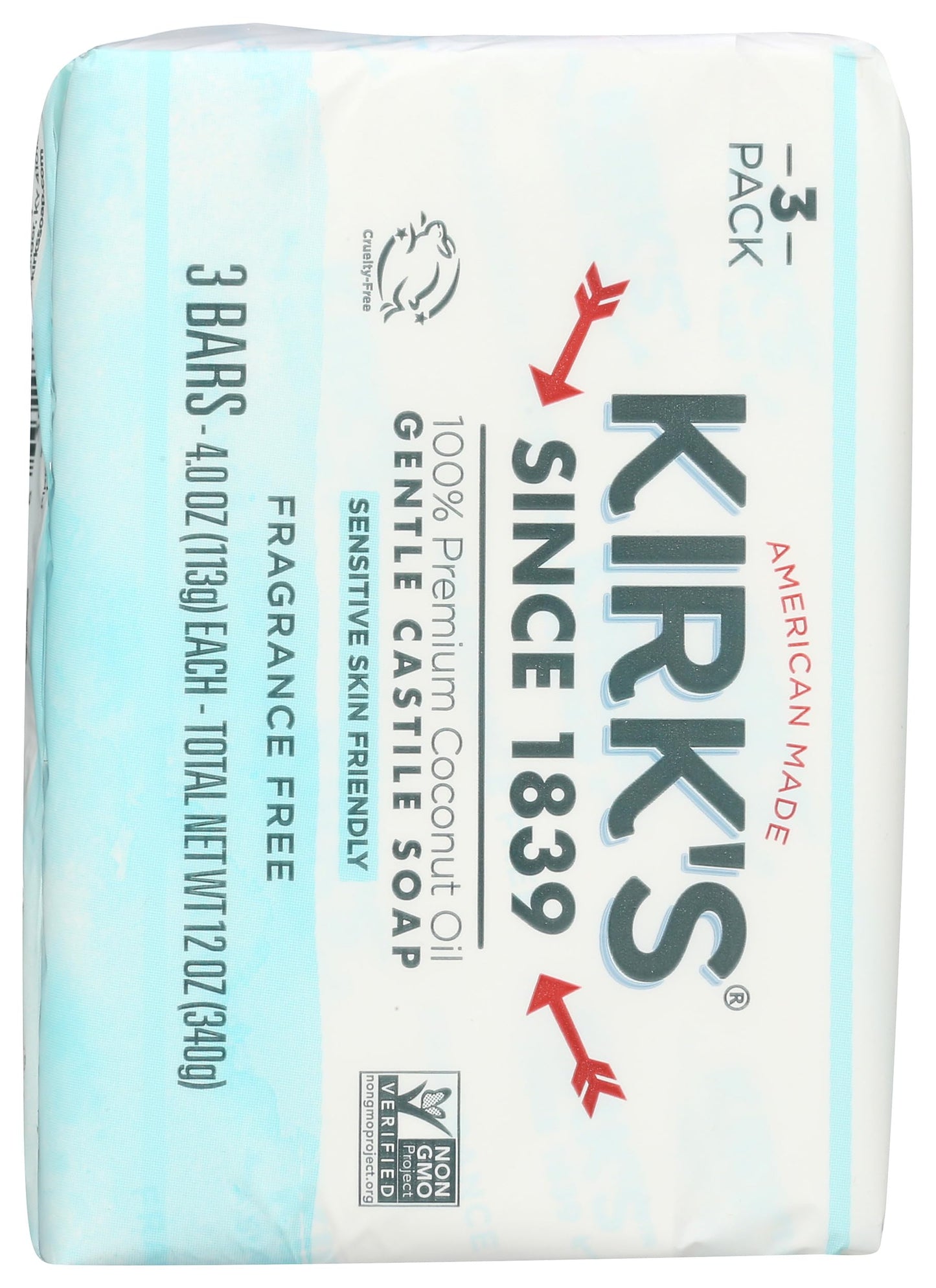Kirk's Castile Bar Soap Clean Soap for Men, Women & Children | Premium Coconut Oil | Sensitive Skin Formula, Vegan | Fragrance-Free/Unscented | 4 oz. Beauty & Personal Care Kirk's