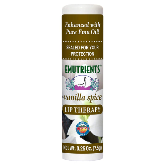 Montana Emu Ranch - Lip Therapy Lip Balm 0.25 Ounce - Vanilla Spice Flavor - Enhanced with Pure Emu Oil Beauty & Personal Care Montana Gold