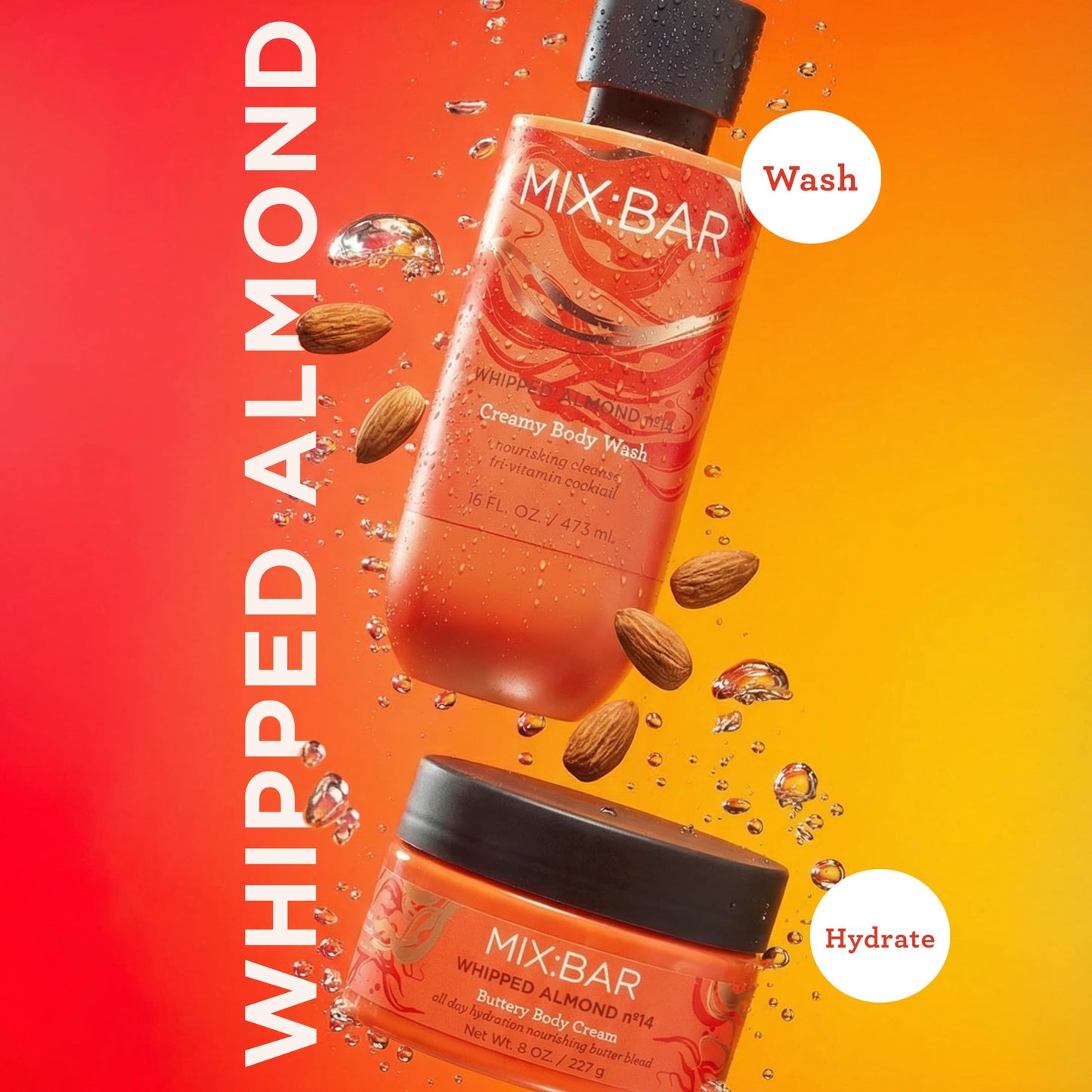 MIX:BAR Whipped Almond Creamy Body Wash for Women, Hydrating & Moisturizing with Niacinamide, Panthenol & Vitamin C - Vegan, Sulfate Free, Paraben Beauty & Personal Care MIX:BAR