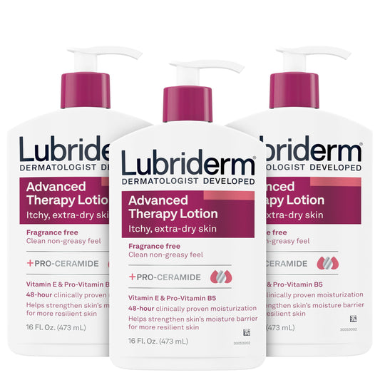 Lubriderm Advanced Therapy Fragrance-Free Moisturizing Lotion with Vitamins E and Pro-Vitamin B5, Intense Hydration for Extra Dry Skin, Non-Greasy Beauty & Personal Care Lubriderm