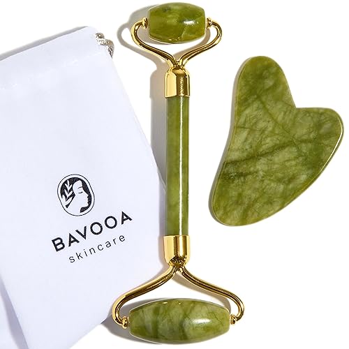 R.E.M Spring Jade Roller and Gua Sha - Spa Grade Face Roller Massager and Gua Sha Massage Tool Set. 100% Authentic Jade Stone. Reduces Puffiness Beauty & Personal Care R.E.M Spring
