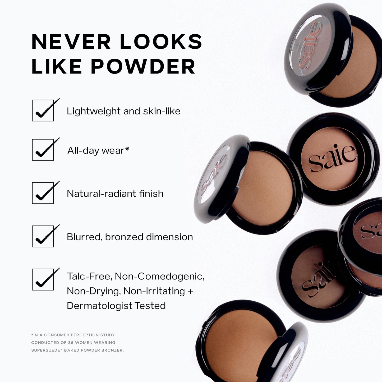Saie SuperSuede Radiant Baked Bronzer Powder - Hydrating, Long-Lasting + Blurring Powder Bronzer for a Warm, Natural Glow - With Squalane + Jojoba Beauty & Personal Care Saie