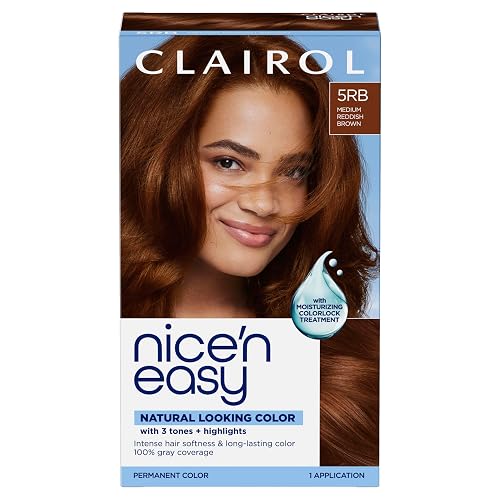 Clairol Nice'n Easy Permanent Hair Dye, 5RB Medium Reddish Brown | 100% Gray Coverage | Long?Lasting, Natural?Looking Color & Shine | Pack of 1 Beauty & Personal Care Clairol