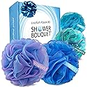 SHOWER BOUQUET Loofah Bath-Sponge XL Swirl-Deep-4-Pack // Extra Large 75g Soft Mesh Net Luffa Loofa Loufa Lufa Puff Set/Exfoliating Body Scrubber Beauty & Personal Care Shower Bouquet
