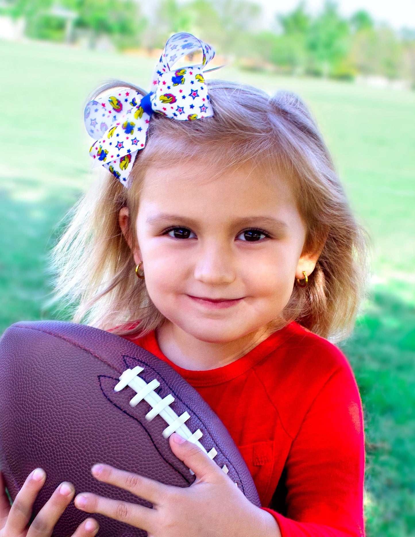Divine Creations Girls' Collegiate Themed Game Day Logo Print Hair Bow by Wee Ones on a WeeStay Clip, Classic Grosgrain, Classic Grosgrain, Medium Beauty & Personal Care Wee Ones