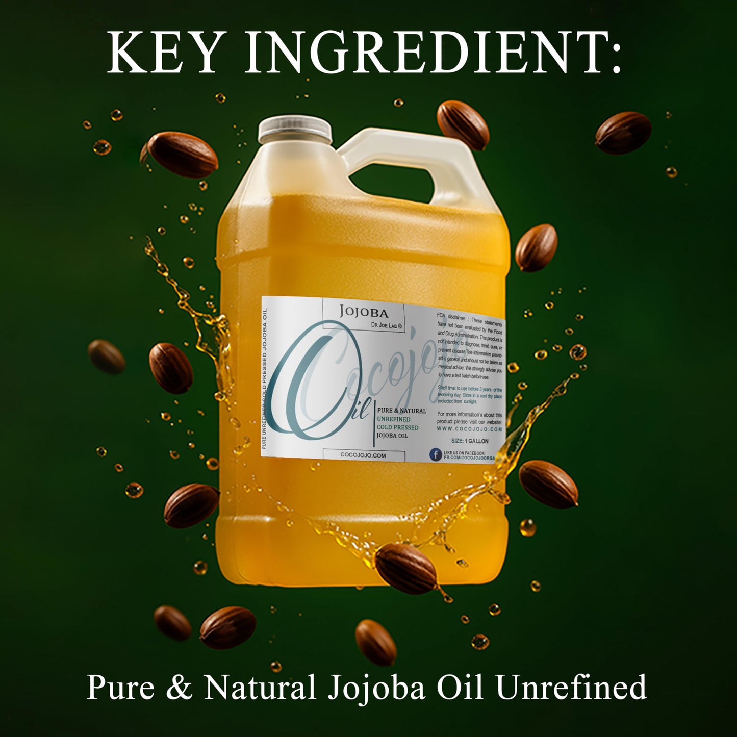 Cocojojo Jojoba Oil Organic, jojoba oil for Hair Growth, jojoba oil for Skin, for Face, 100% Pure Natural, Cold Pressed, Deep Moisturizing Anti-Aging Beauty & Personal Care cocojojo