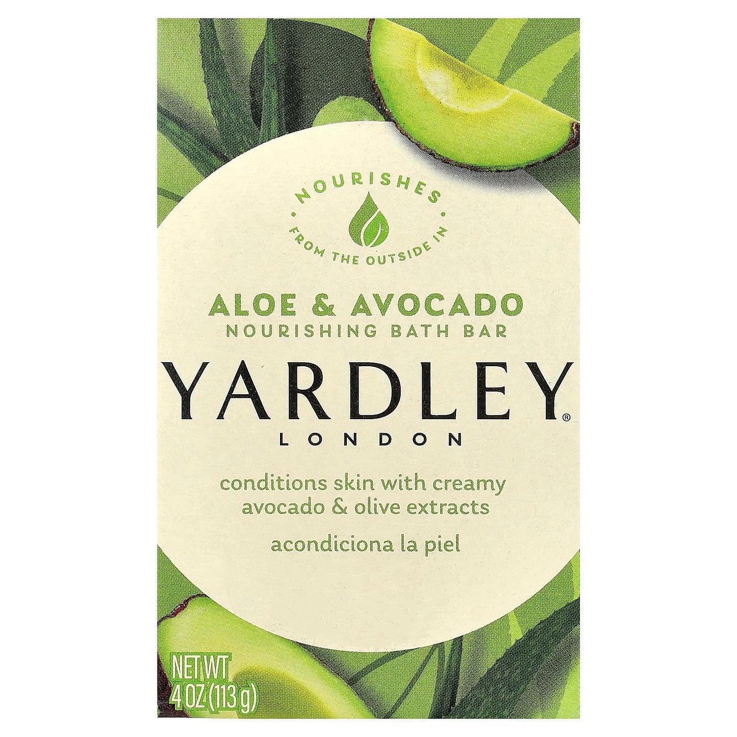 Yardley London Aloe and Avocado Naturally Moisturizing Bath Bar 4.0 oz (Pack of 6) Beauty & Personal Care Yardley
