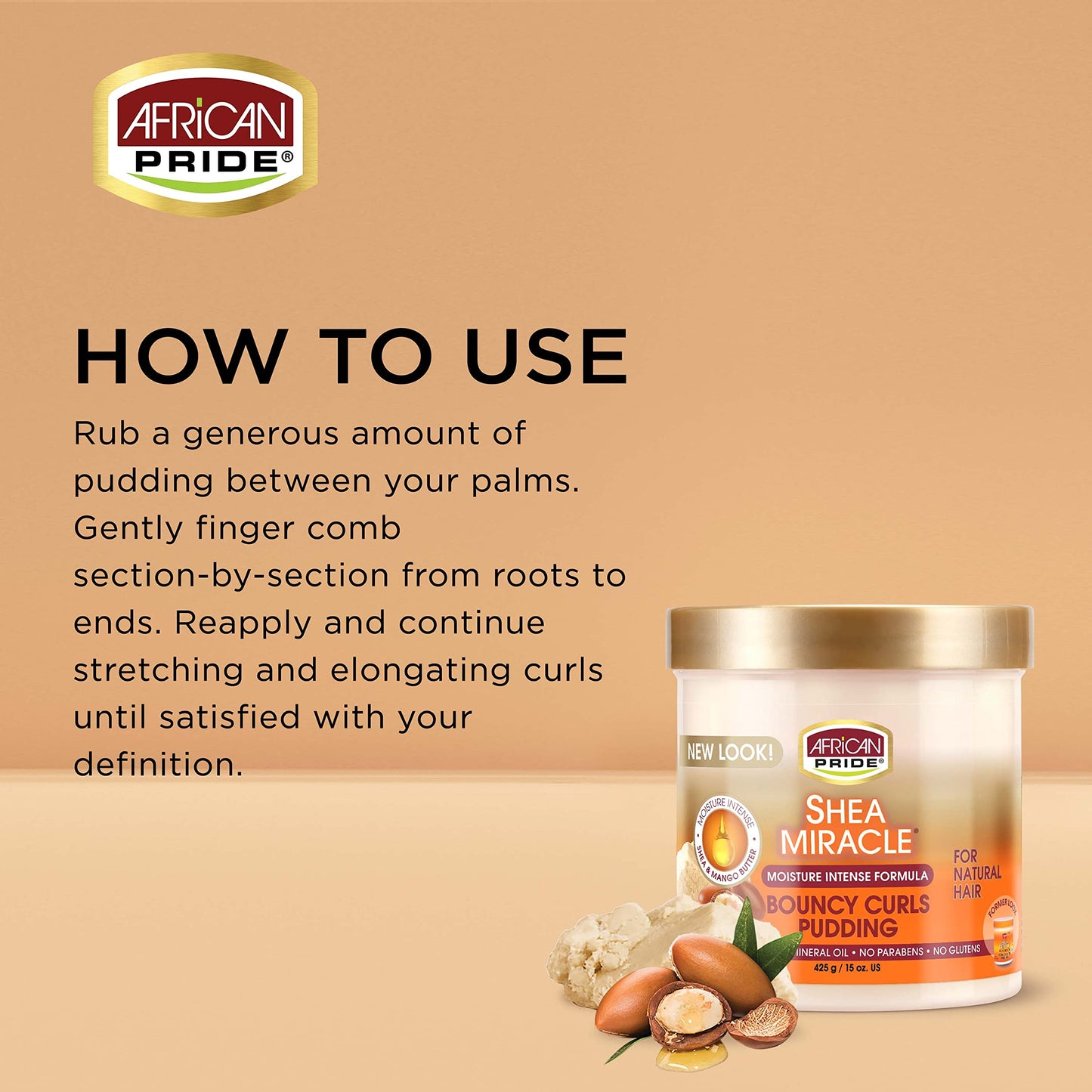 African Pride Shea Miracle Bouncy Curls Pudding - Contains Shea & African Mango Butter to Define Curls & Coils & Tame Hair Frizz, 15 Oz Beauty & Personal Care African Pride