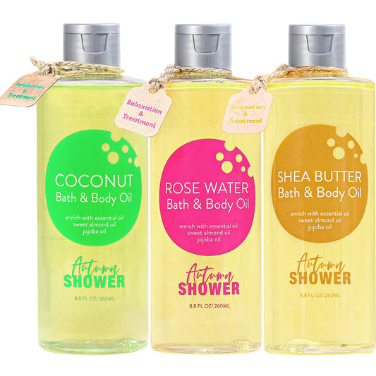 Autumn Shower Bath and Body Oil with Sweet Almond Jojoba, Shea Butter, Rose Water, Coconut Bath Oils Mother's Day Gift for Women, Multiuse Oil Beauty & Personal Care Autumn Shower