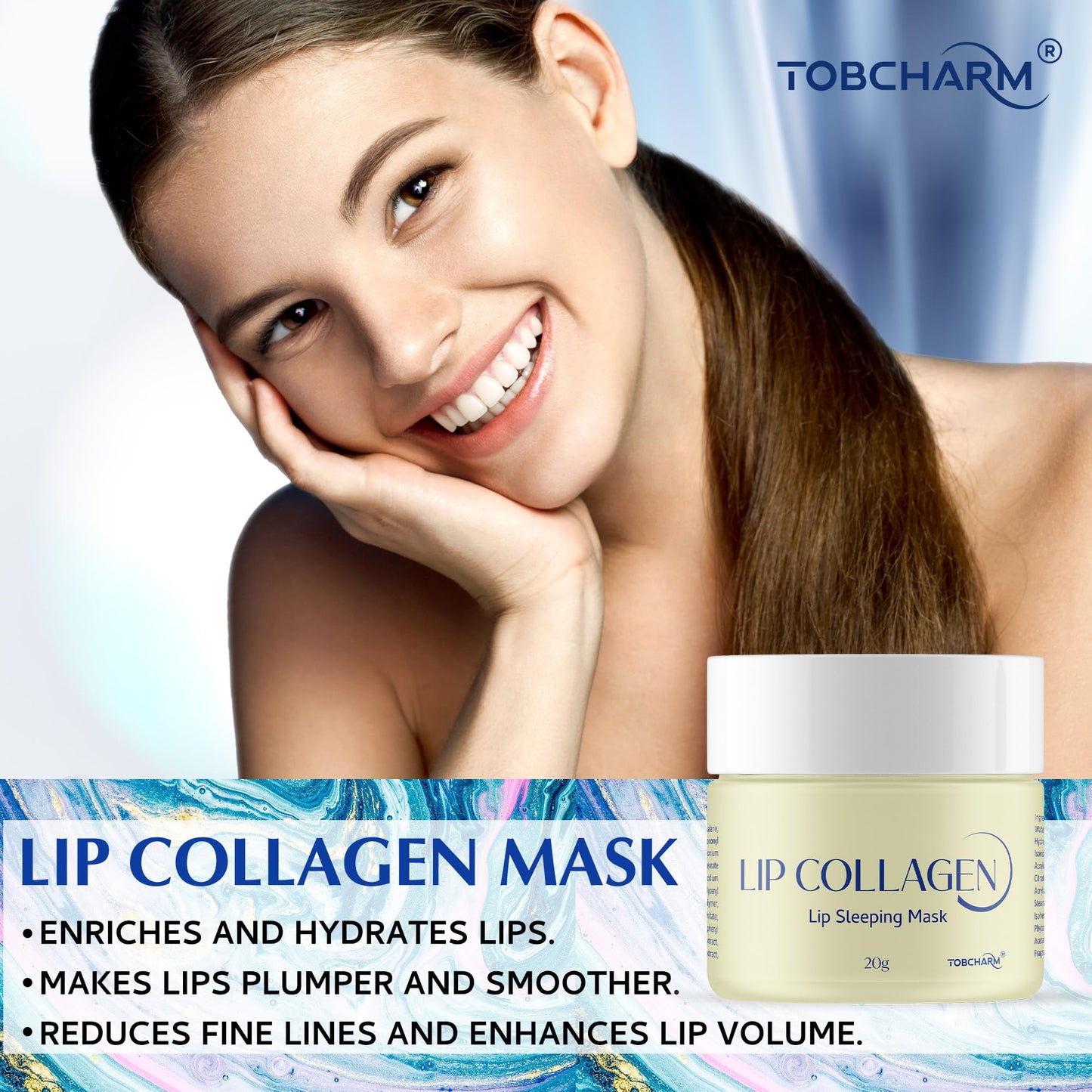 Lip Sleeping Mask (20g), Collagen Lip Mask Overnight, Lip Plumper with Hyaluronic Acid, Peptide Complex Lip Balm for Lip Wrinkle Repair and Plumping Beauty and Personal Care Tobcharm