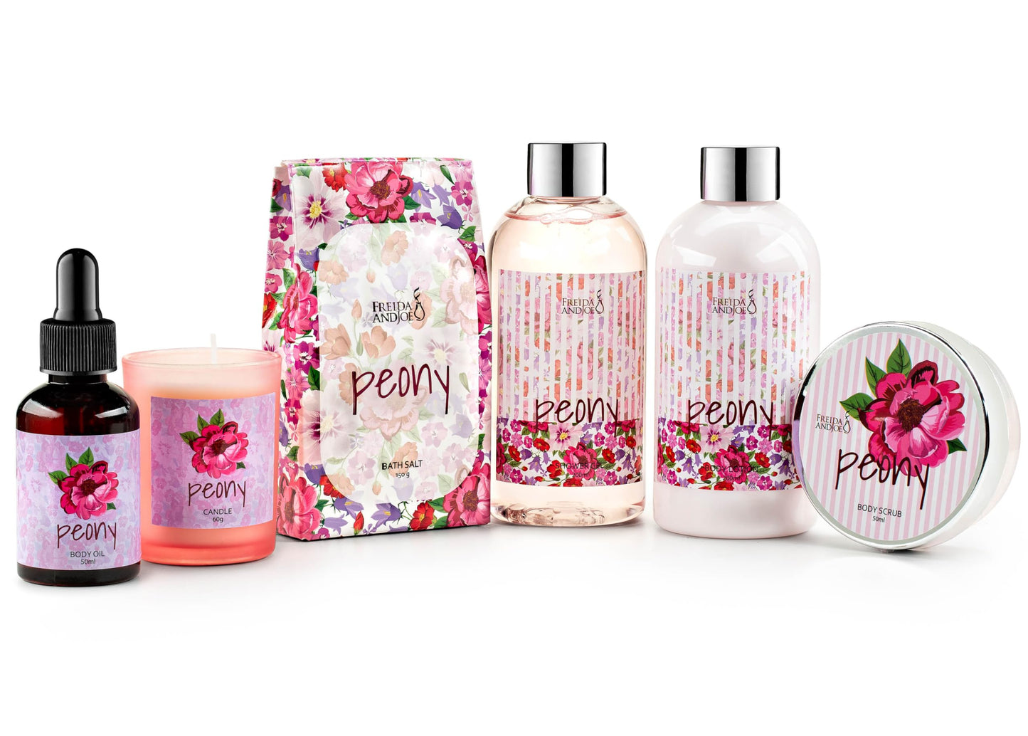 Bath and Body Gift Set for Women, Peony Floral Beauty and Personal Care Freida and Joe