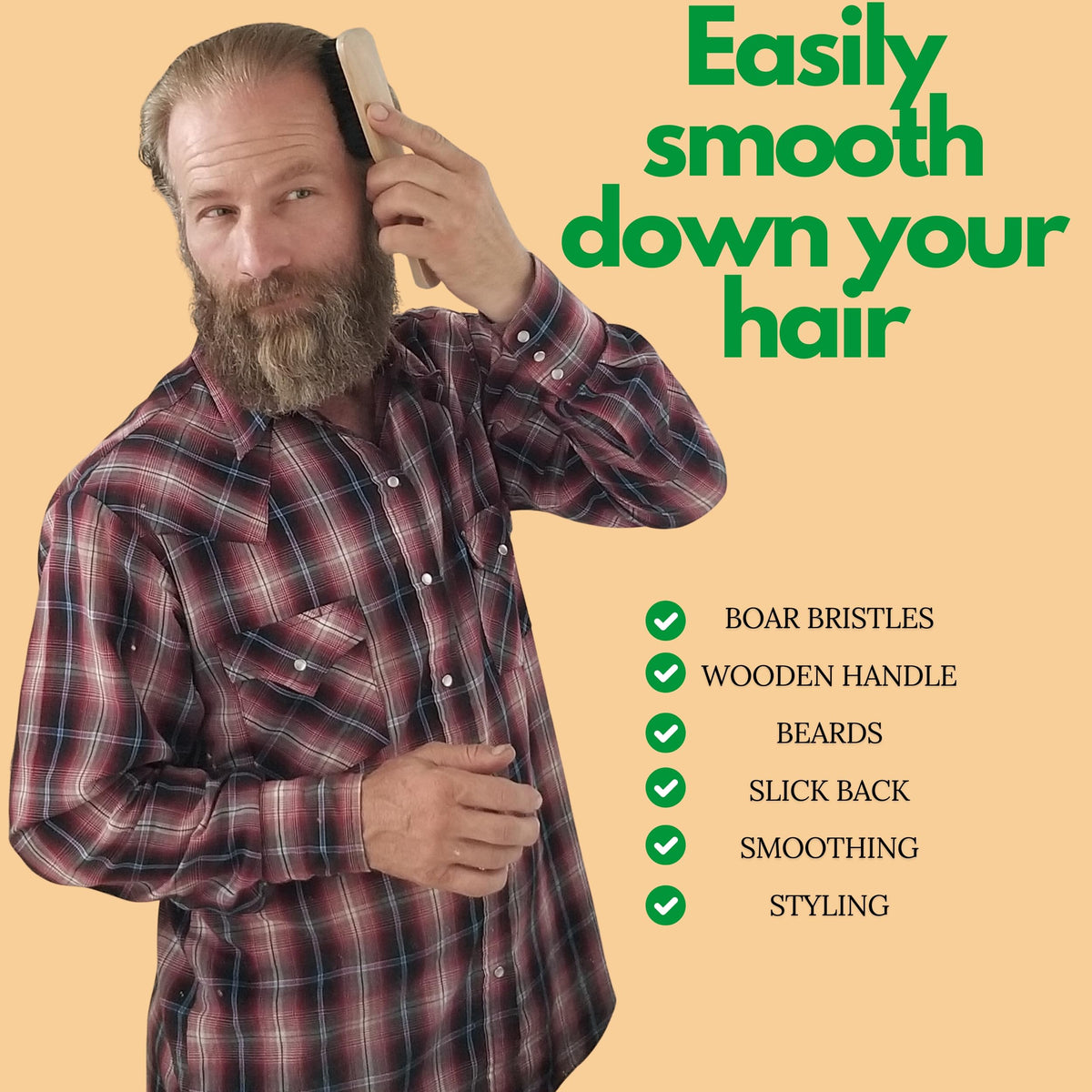 GranNaturals Soft Mens Boar Bristle Hair Brush - Natural Wooden Club Style Wave Hair Brush for Men - Styling Beard Hairbrush for Fine, Thin or Thick Beauty & Personal Care GranNaturals