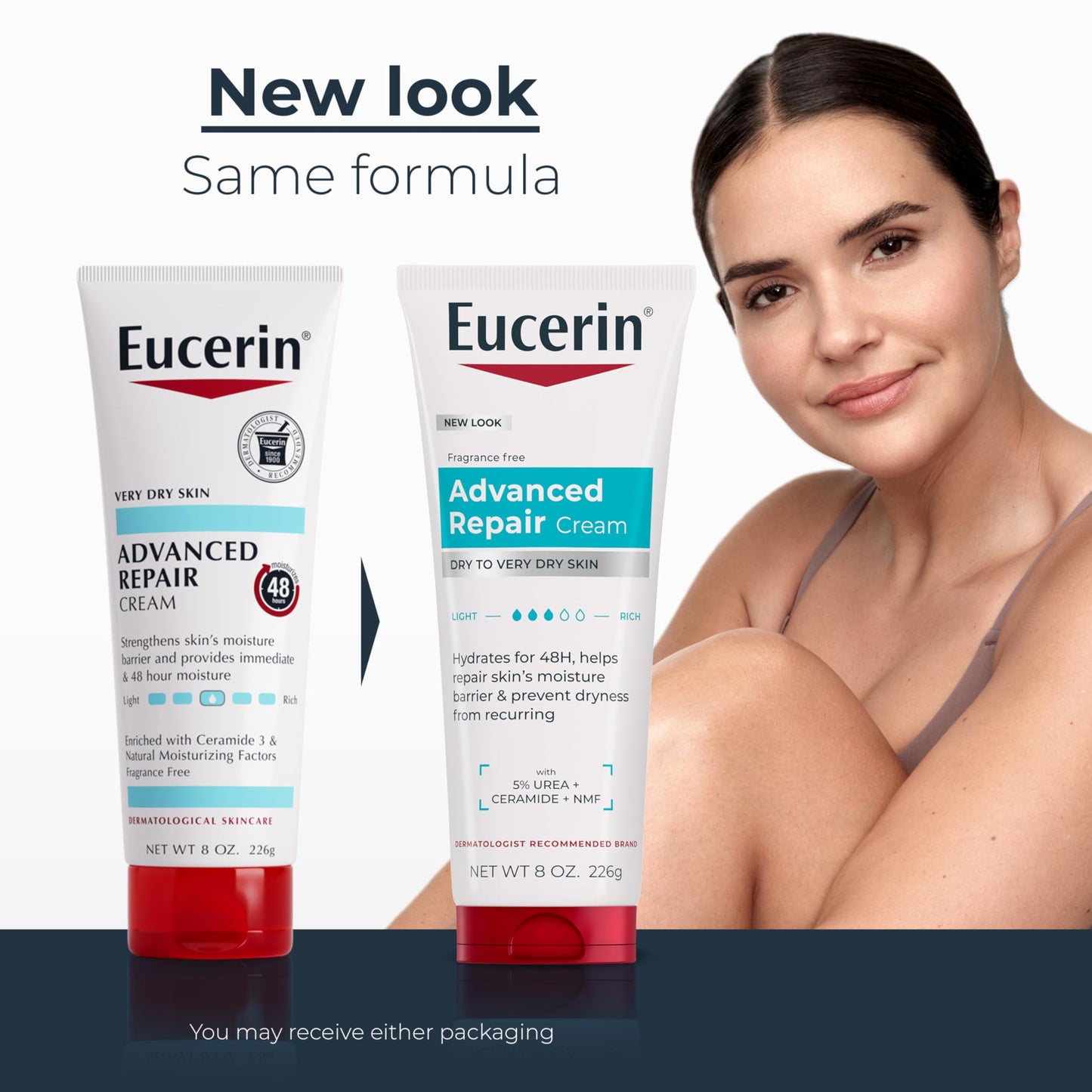 Eucerin Advanced Repair Body Cream, Urea Enriched, Unscented Body Cream for Dry Skin With Triple Moisturizing Complex, 8 OZ Tube Beauty & Personal Care Eucerin