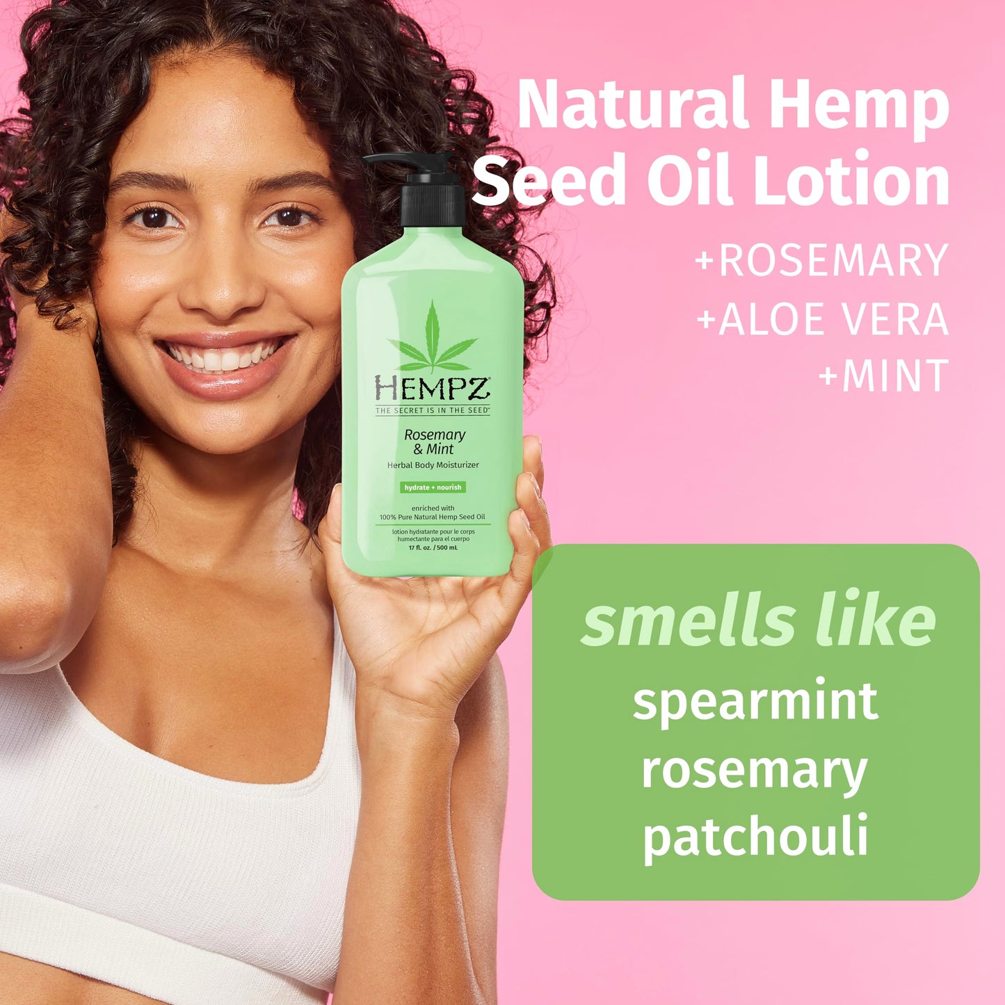 HEMPZ Body Moisturizer, Rosemary & Mint 17 Oz - Hydrating Lotion Rich with Minerals, Vitamin C, & Hempseed Oil to Nourish & Repair Extremely Dry or Beauty & Personal Care Hempz