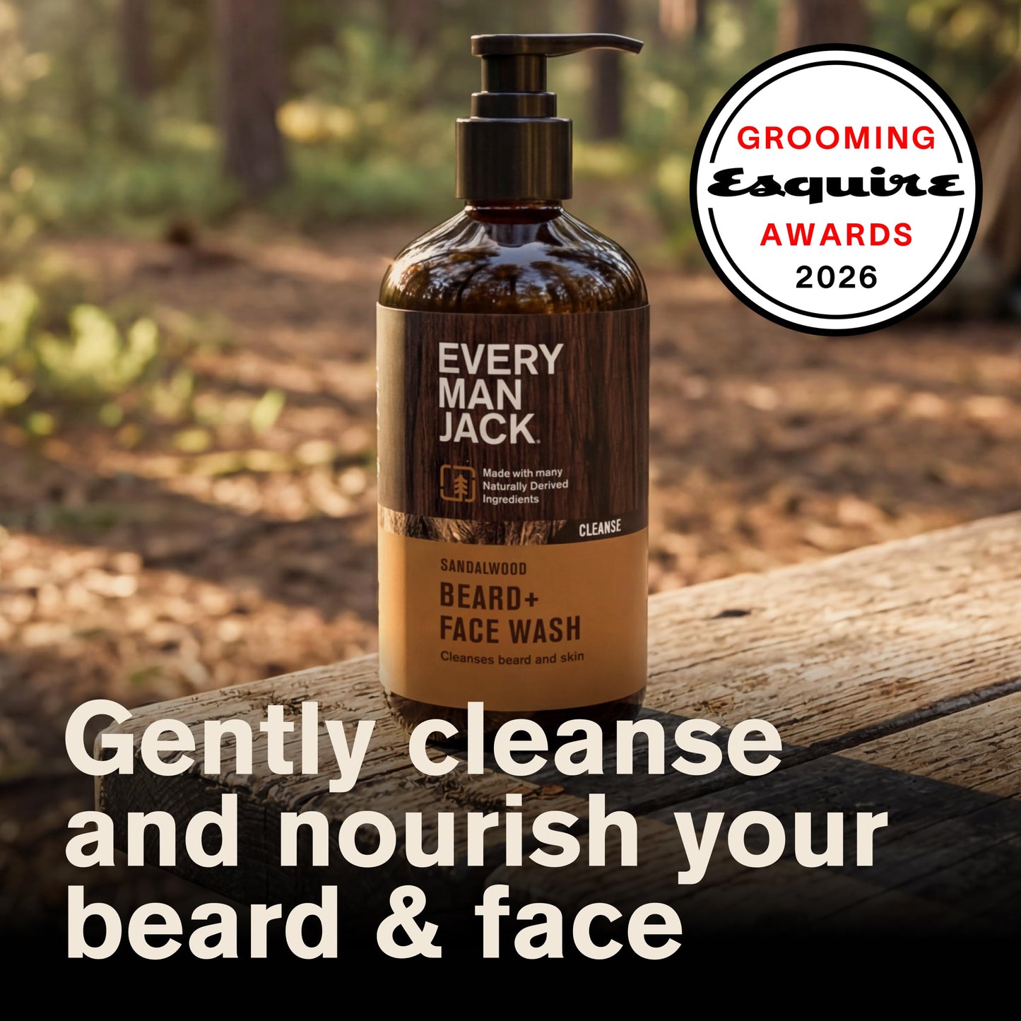Every Man Jack Beard + Face Wash - Sandalwood Scent - Gently cleanse skin and soften beard - Made with Glycerin and Aloe - 6.7 fl. oz (2 Pack) Beauty and Personal Care Every Man Jack