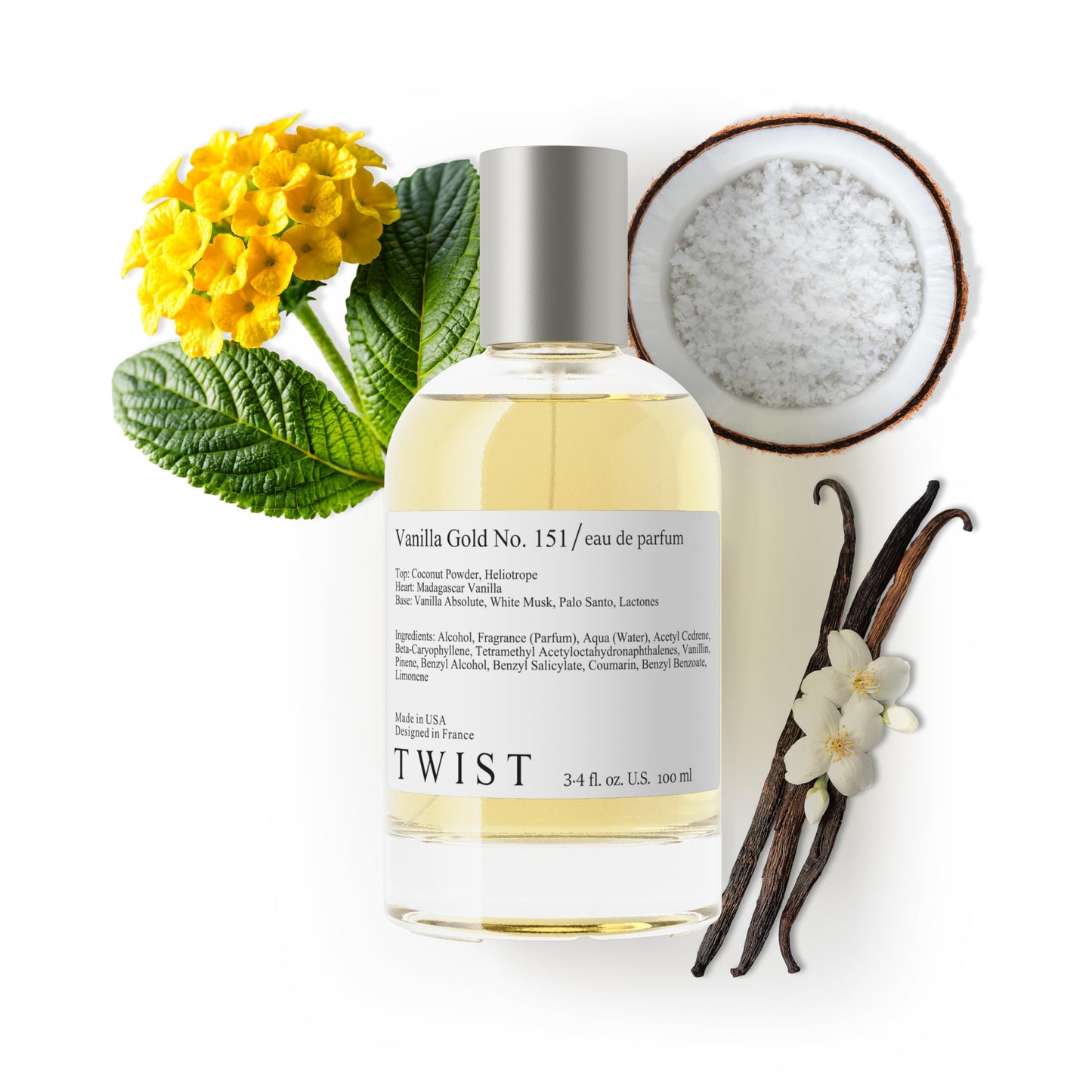 Twist Vanilla Gold No. 151- Inspired by Matieres Premieres Vanilla Powder, Long-Lasting Perfume for Women and Men, Vegan, Clean Ingredients, Coconut Beauty & Personal Care HOUSE OF TWIST