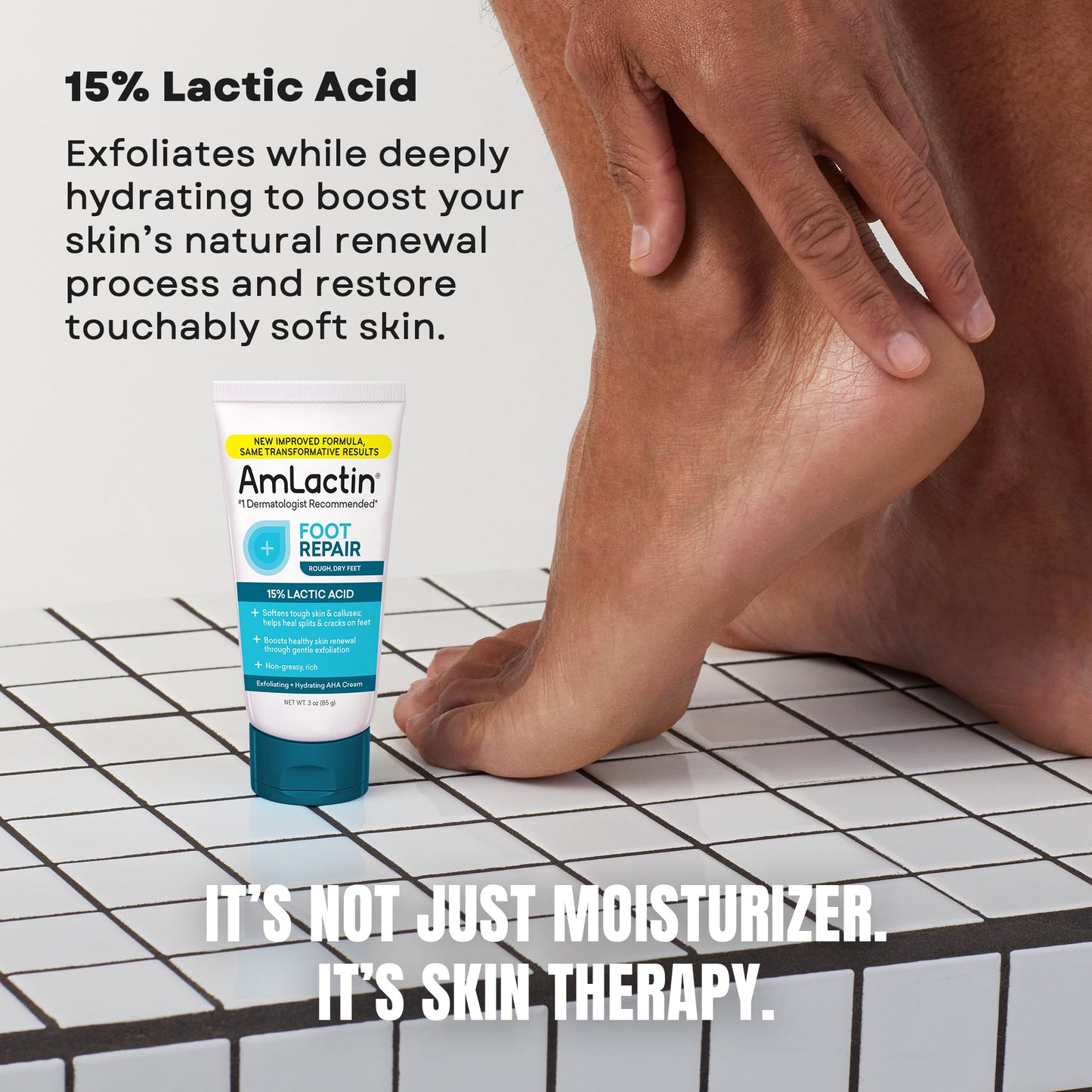 AmLactin Foot Repair Cream - Therapeutic Foot Cream for Dry Cracked Heels and Feet - Callus Softener - No-Scrub Exfoliator and Moisturizer with 15% Beauty & Personal Care AmLactin
