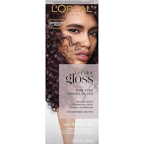 L’Oréal Paris Le Color Gloss One Step In-Shower Toning Hair Gloss, Neutralizes Brass, Conditions & Boosts Shine, Iridescent Plum Purple, 4 Ounce Beauty & Personal Care L'Oreal Paris