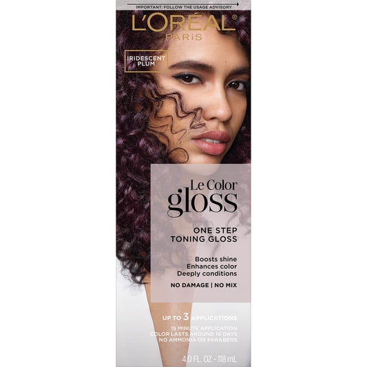 L’Oréal Paris Le Color Gloss One Step In-Shower Toning Hair Gloss, Neutralizes Brass, Conditions & Boosts Shine, Iridescent Plum Purple, 4 Ounce Beauty & Personal Care L'Oreal Paris