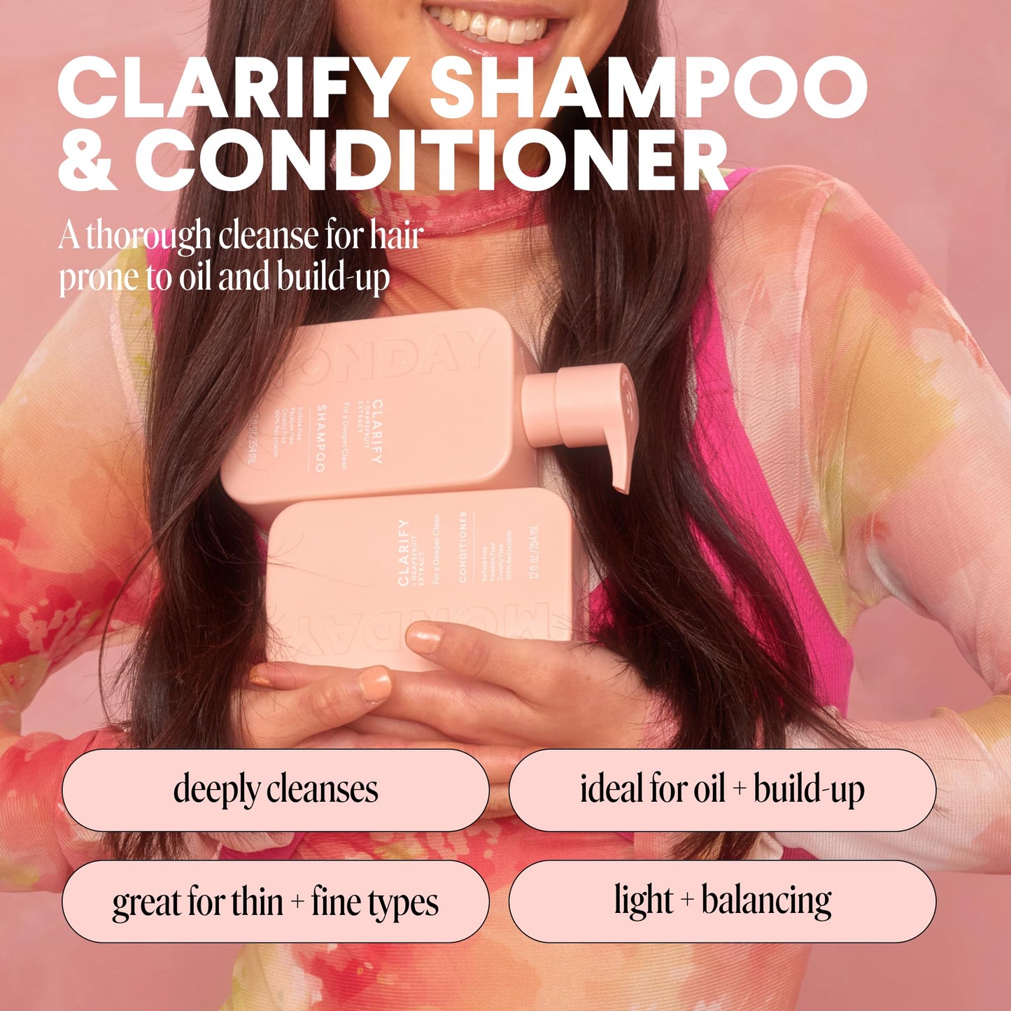 MONDAY HAIRCARE Clarify Shampoo and Conditioner Set 12 oz for Oily Hair Made with Grapefruit Extract, Coconut Oil, Shea Butter, Vitamin E Beauty & Personal Care MONDAY HAIRCARE