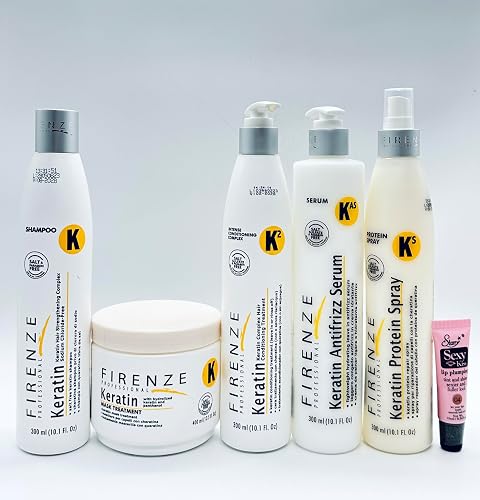 Firenze Professional Keratin Kit: Shampoo 10.1fl oz, Mask 13.5 Fl oz, Intense Conditioning complex 10.1 Fl oz, Anti-Frizz Serum 10.14 fl oz & Protein Beauty & Personal Care Firenze Professional